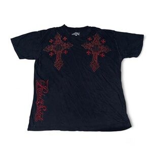 Rebel Saint Black & red crosses graphic tee